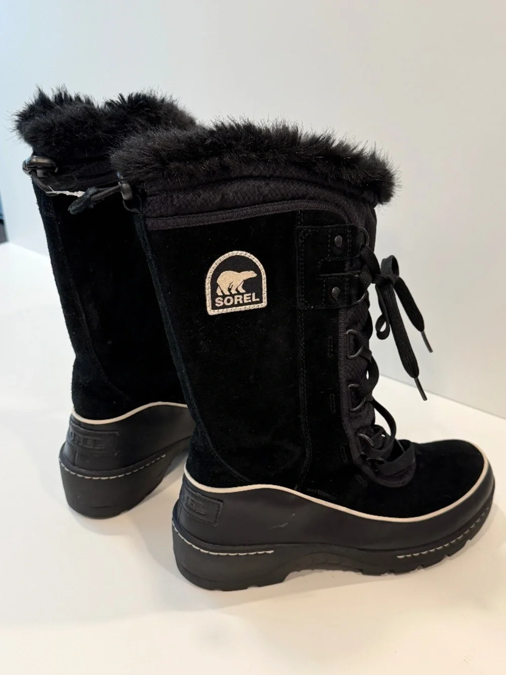 SOREL Black Suede & Faux Fur Waterproof Winter Snow Boots